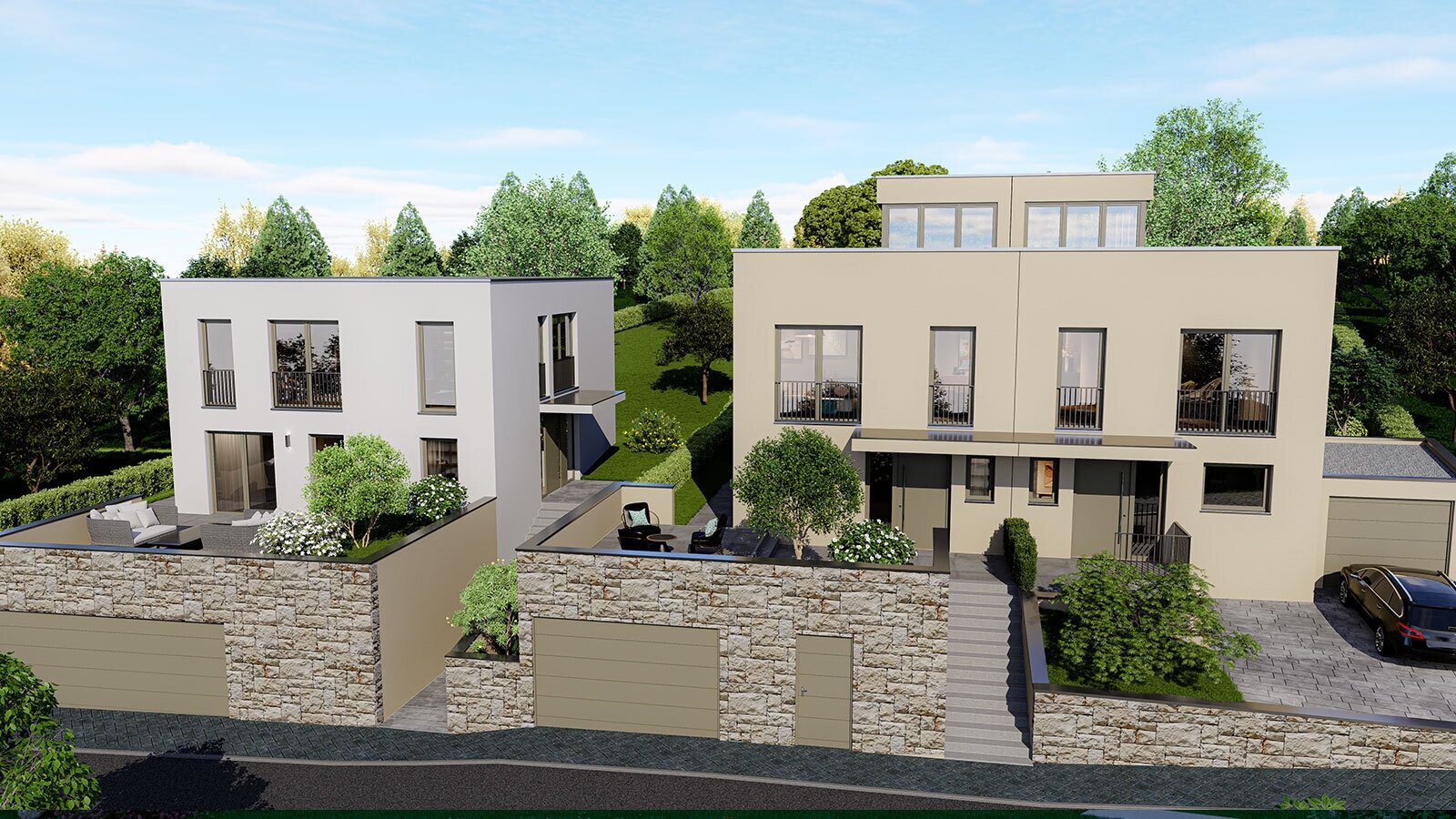 Stylische Doppelhaushälfte mit großer Dachterrasse